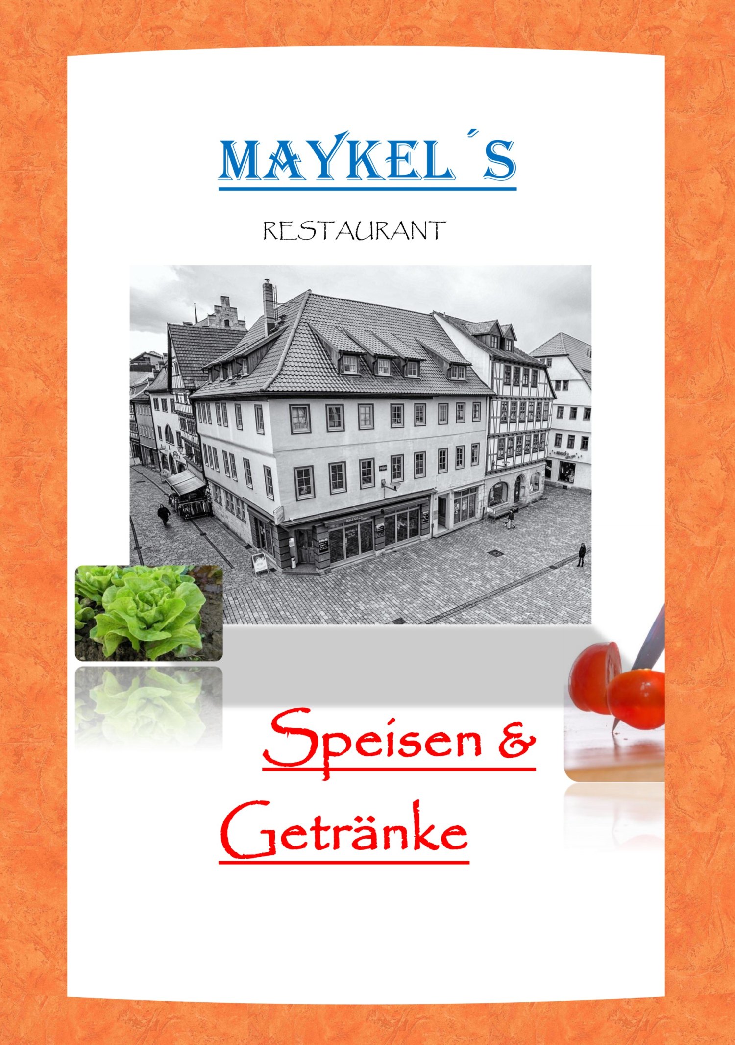 Titelseite der Speisekarte des MAYKEL´S Schmalkalden